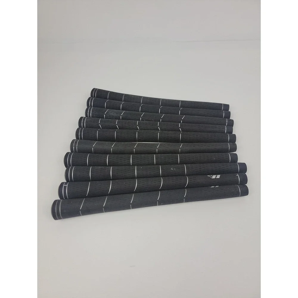 Wishon Golf Grips Set of 10 Black Perforated Rubber Spiral Line Pattern Standard
